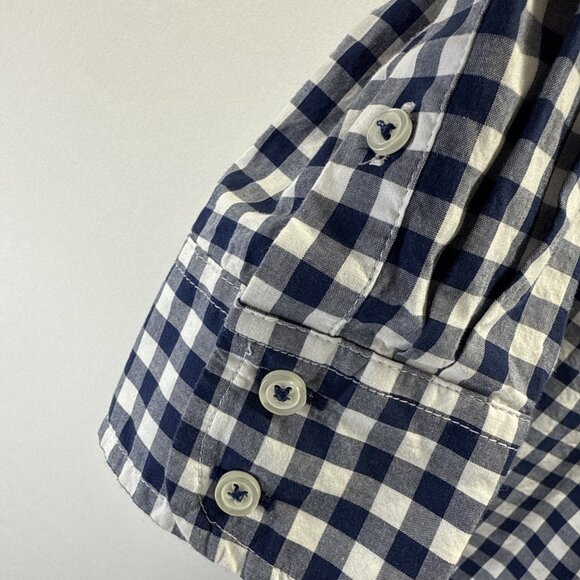 Talbots Women's Top Blouse Size Large Blue White Check Long Sleeve Cotton Button - Picture 4 of 10